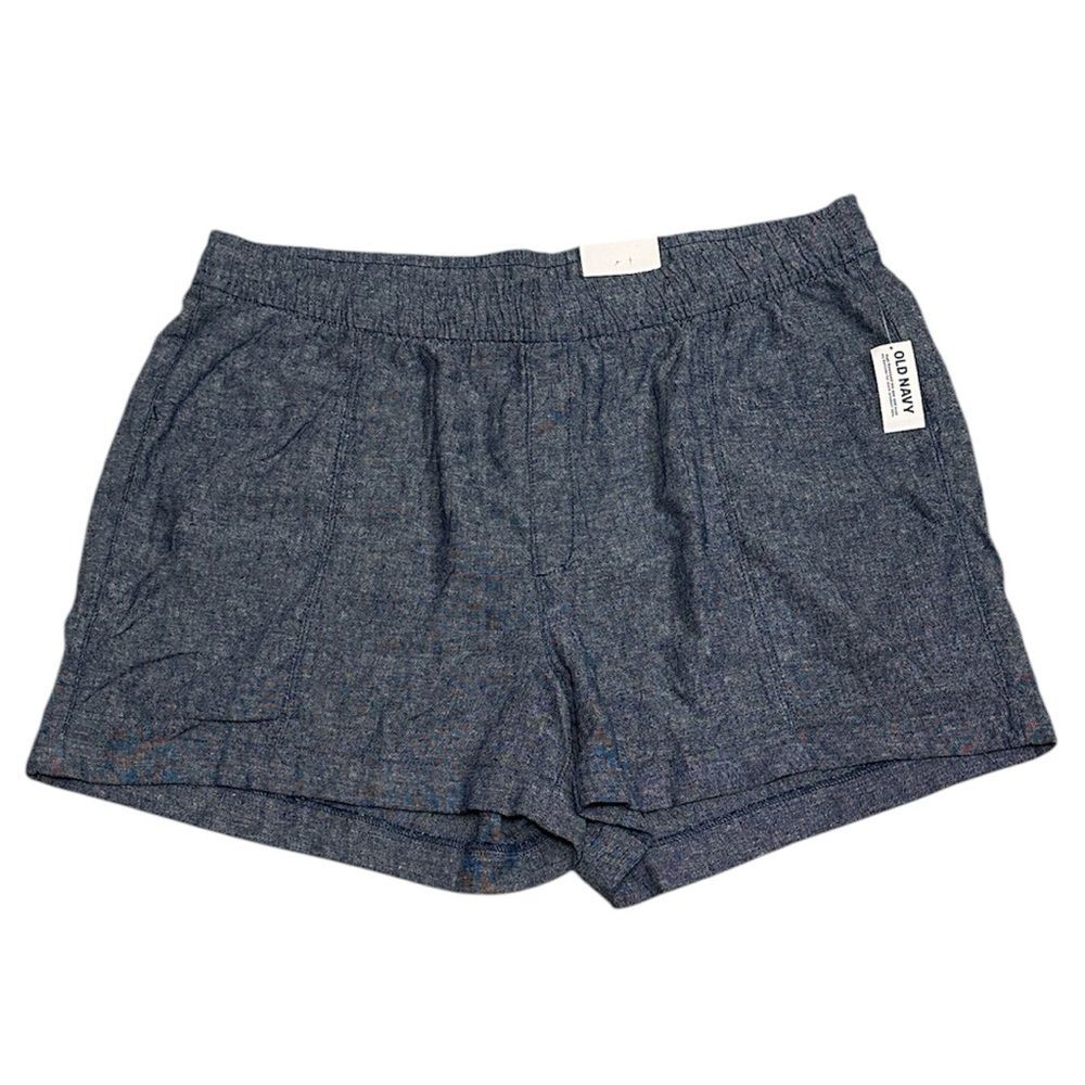 Old Navy High Waisted Linen Blend Chambray Shorts NEW Size XL